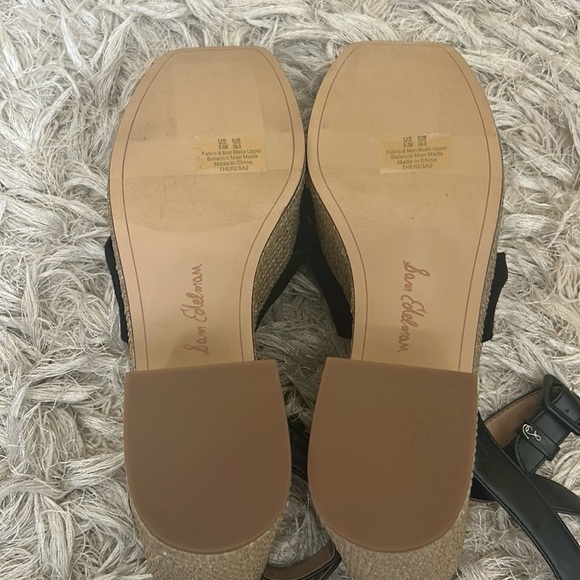 NWOB Sam Edelman Theresa Platform Block Heel Sandals in Black Linen size 9.5 - Picture 14 of 15